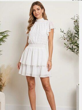 ANDRÉE BY UNIT White Textured Ruffle Dress